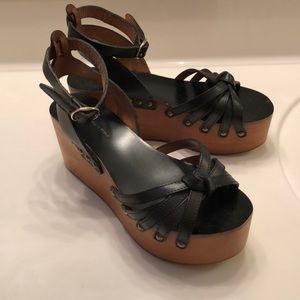 Isabel Marant Étoile Black Leather Wedges